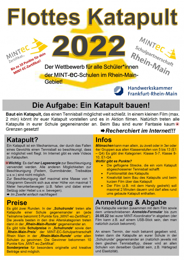 Poster Wettbewerb MINT EC Rhein Main 2022 Katapult Version 1 vom 14.2.